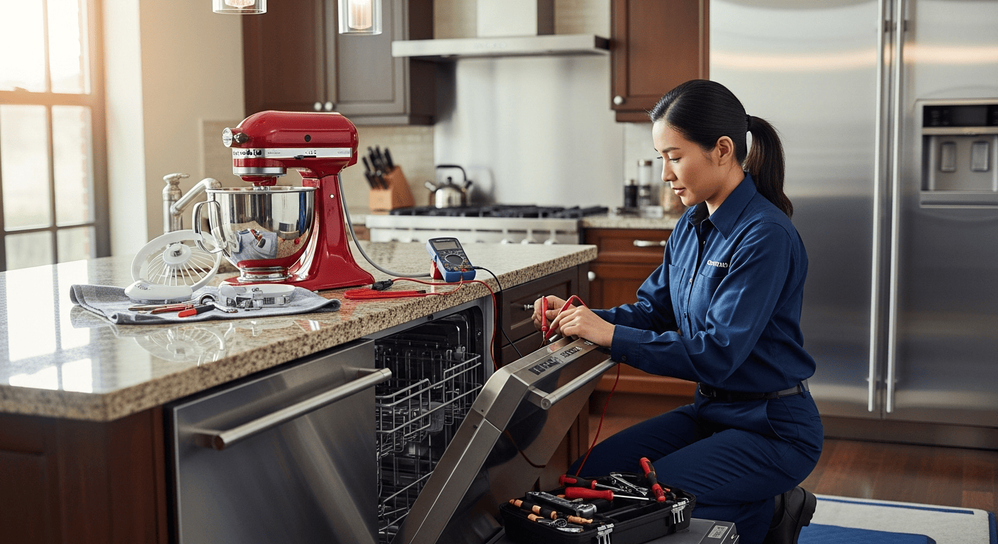 SureFit technician repairing a KitchenAid appliance