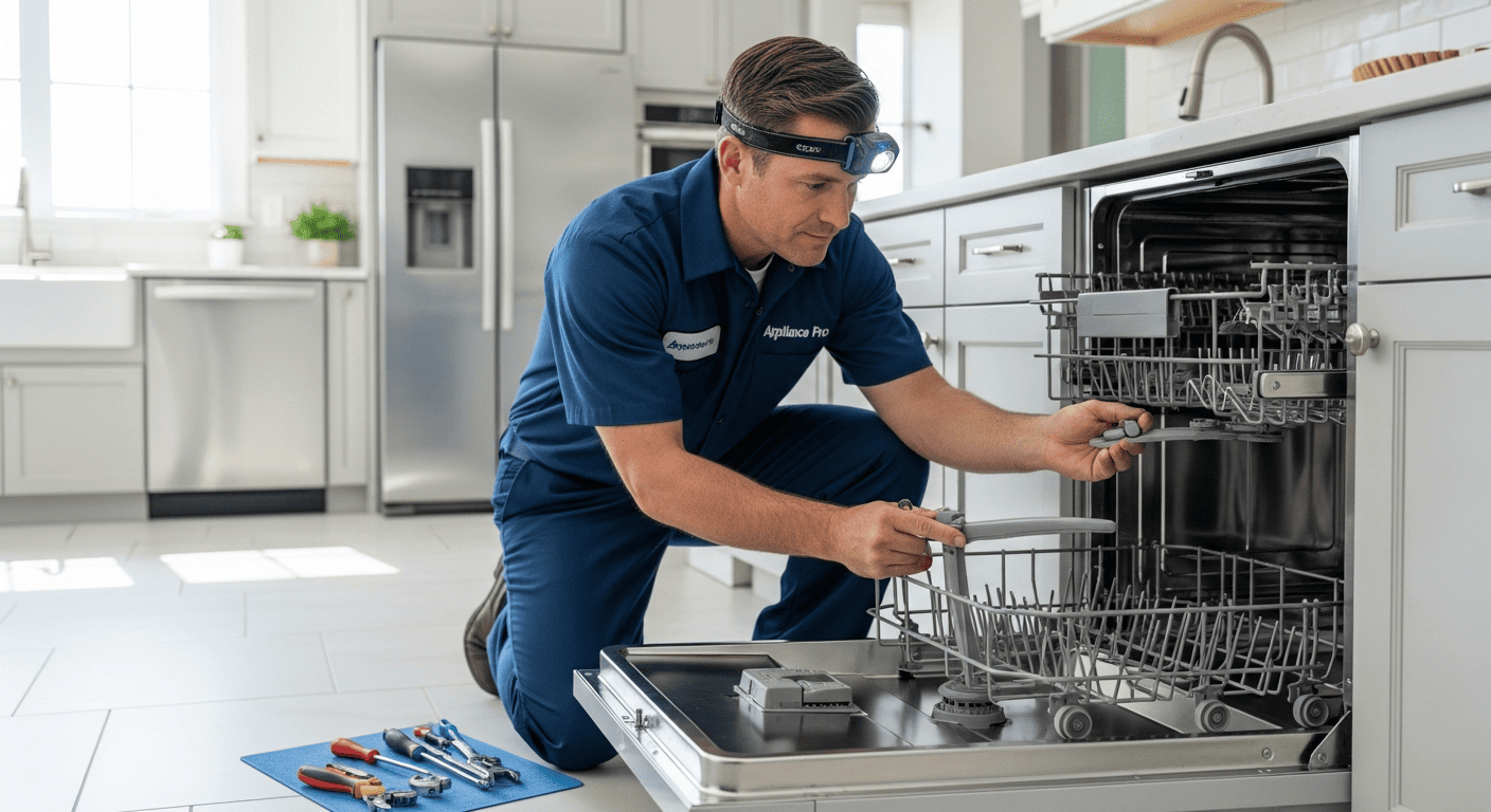 SureFit technician fixing a dishwasher in Newmarket, ON