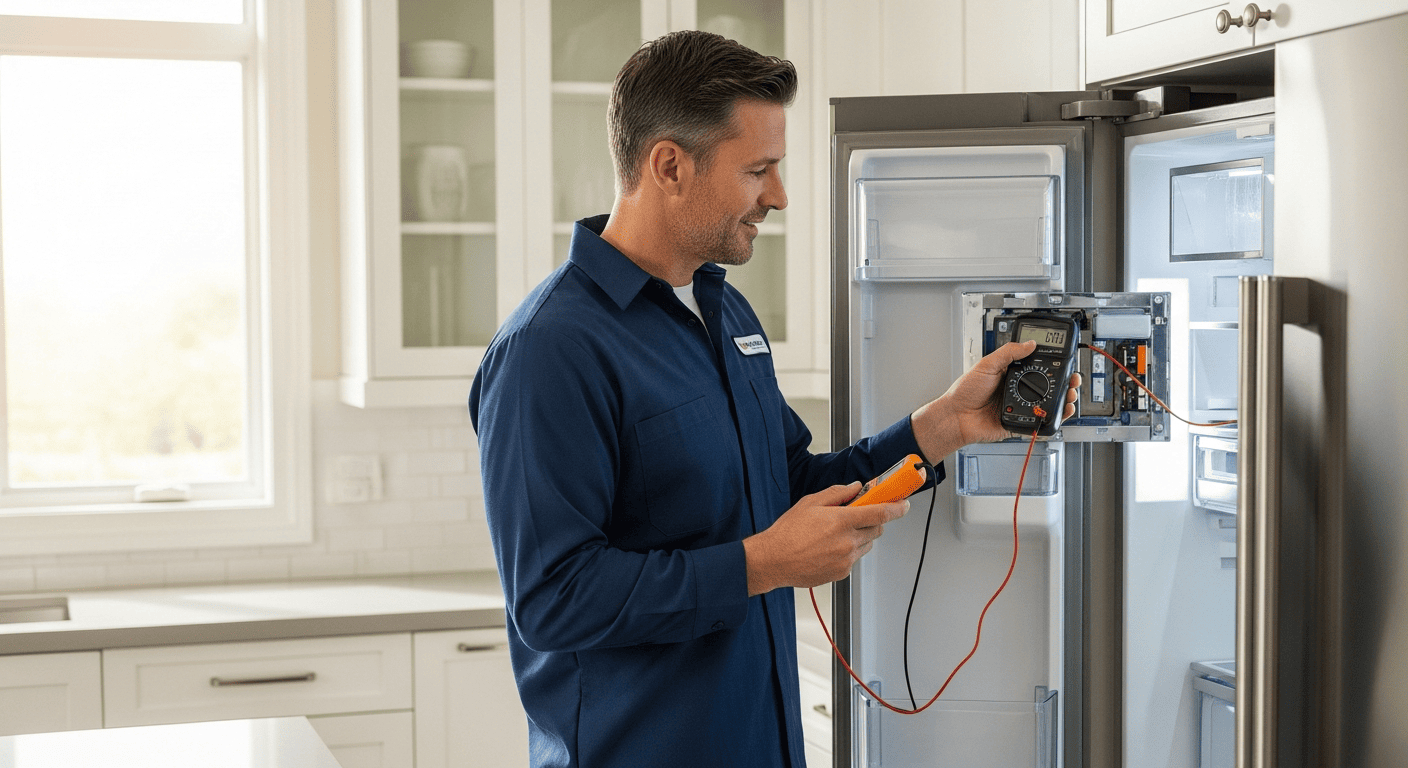 SureFit technician repairing a refrigerator in Orillia, ON
