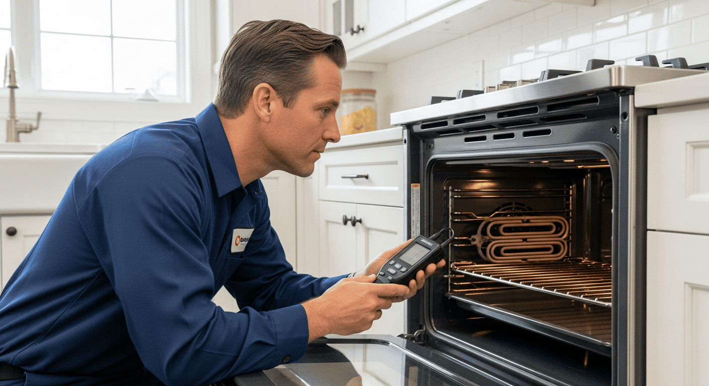SureFit technician repairing an oven and range in Aurora, ON