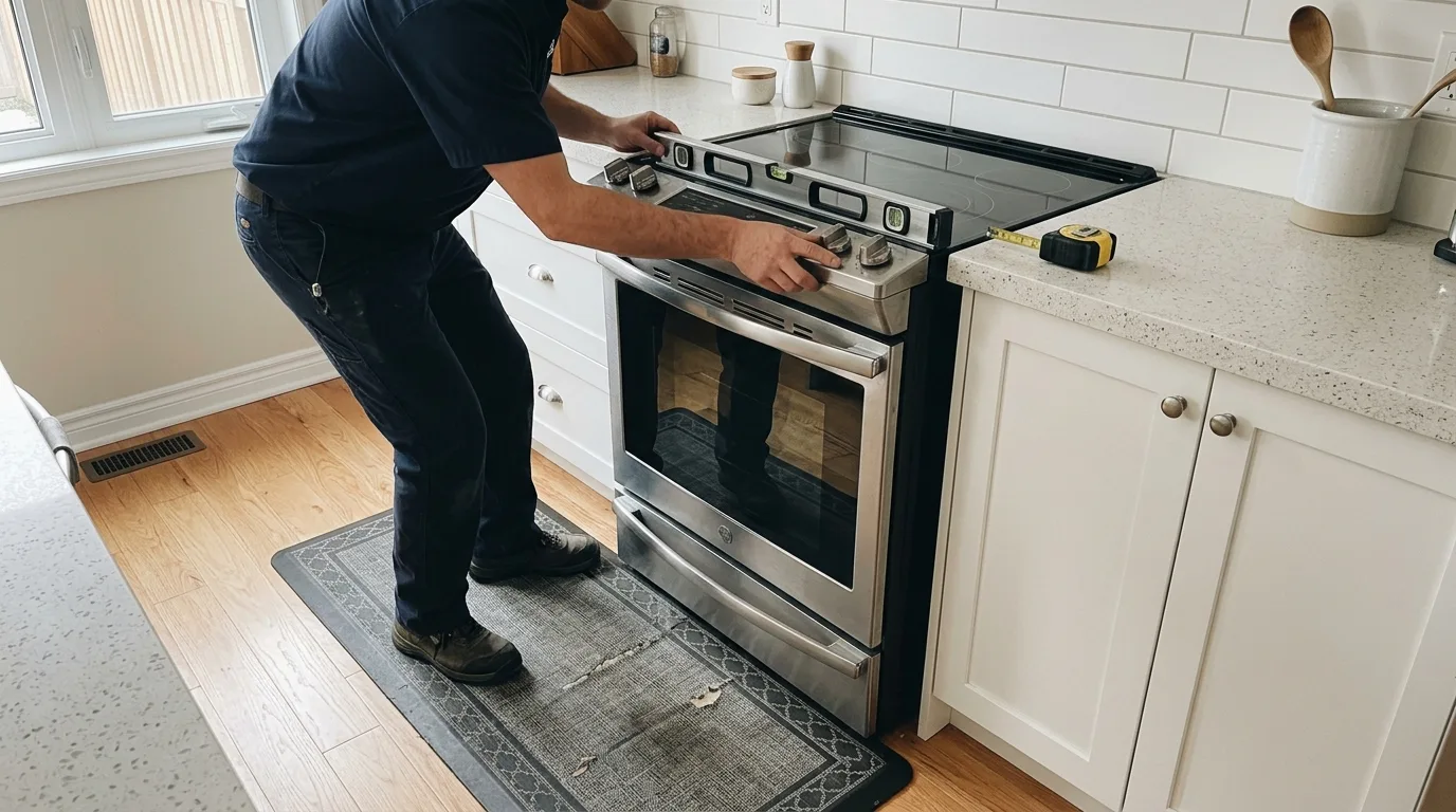 Electric range prepared for installation in a residential kitchen