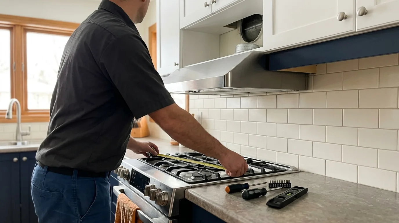 Range hood prepared for installation above a residential cooktop
